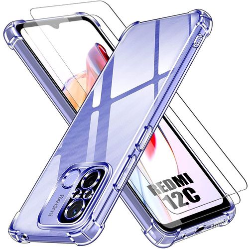 Coque Pour Xiaomi Redmi 12c / 11a + 2 Verres Trempés, Pack Protection 4 Coins Renforcés Silicone - E.F.Connection