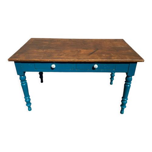 Table Provenale En Sapin 2 Tiroirs Bois