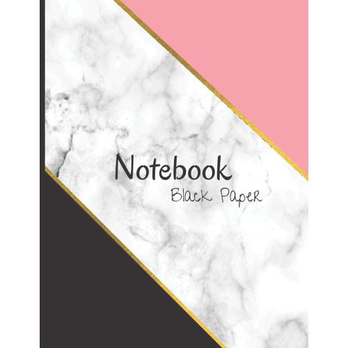 Black Paper Notebook Marble Cover - 8.5 X 11 In - 100 Pages: Black Pages Journal For Gel Pens, Metallics, Pastel, White Ink | Black Paper White Lines Notebook Journal