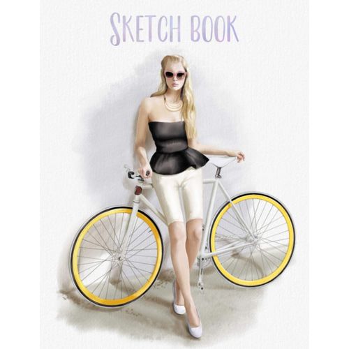 Sketchbook | Blank Unlined Edition: Notebook For Drawing, Writing, Doodling Or Sketching 120 Pages, 8.5x11 (Beautiful Watercolor Woman With Bicycle Vol.4)