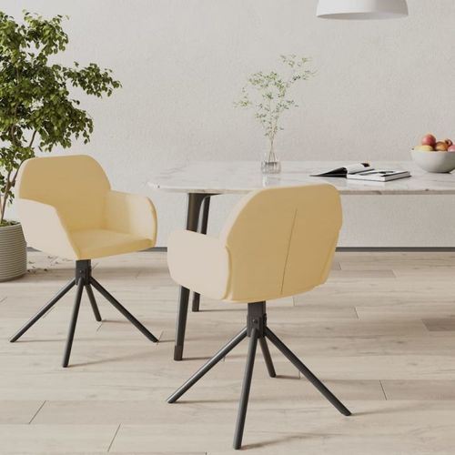 Aises Pivotantes De Salle À Manger 2 Pcs Crème Velours