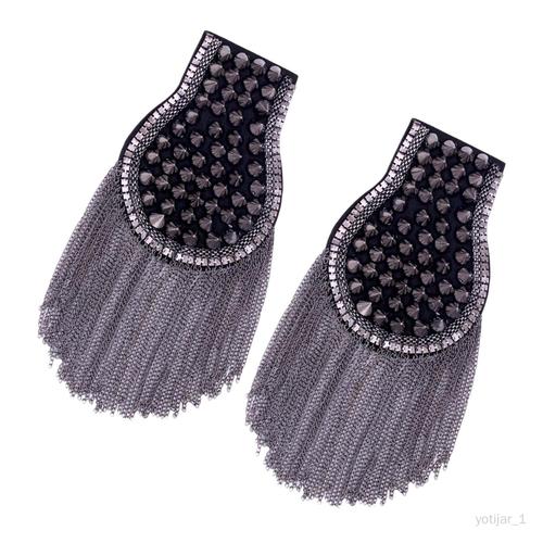 1 Paire Gland Lien Chaîne Épaulette À La Mode Élégant Costume Formel Rétro Décoratif Épaule Badge Rivet Épaulette Pour Performance Banquets Mariage Gris