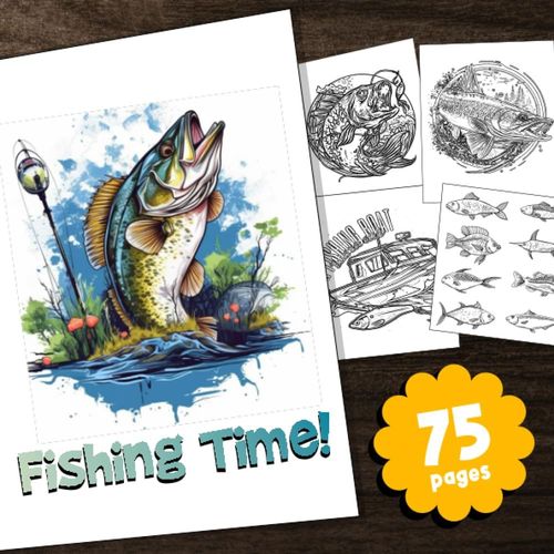 Ma Pêche Livre De Coloriage: Livre De Coloriage Xxl De 75 Pages - Poissons, Cannes À Pêche Et Personnages Amusants À Colorier !