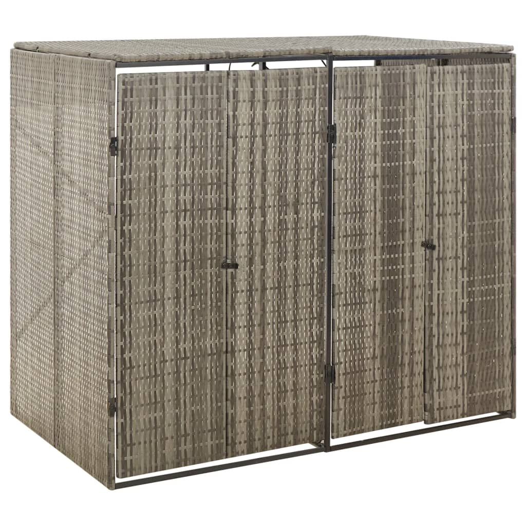 Vidaxl Abri Pour Poubelle Double Gris 140x80x117 Cm Résine Tressée
