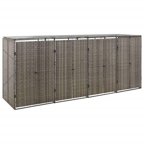 Vidaxl Abri Pour Poubelle Quadruple Gris 274x80x117 Cm Résine Tressée