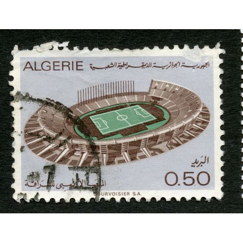 Timbre Oblitéré Algérie , Stade De Foot, 0.50, Courvoisier