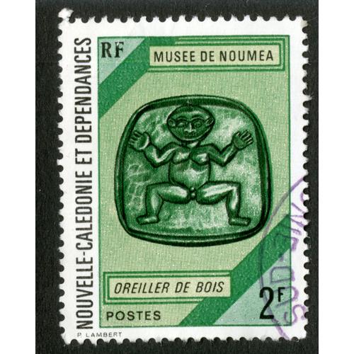 Timbre Oblitéré Nouvelle-Calédonie Et Dépendances, Rf, Musée De Nouméa, Oreiller De Bois, Postes, 2 F, Lambert