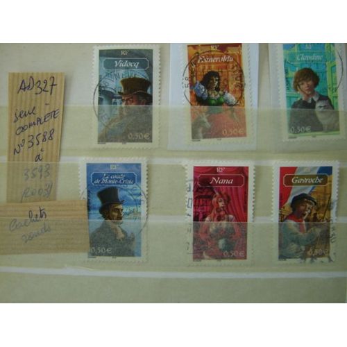 Ad 327 //Série Complète 6 Timbres Oblitérés France 2003* N° 3588/3589/3590/3591/3592/3593 (Cachets Bien Ronds) Personnages De La Littérature Française