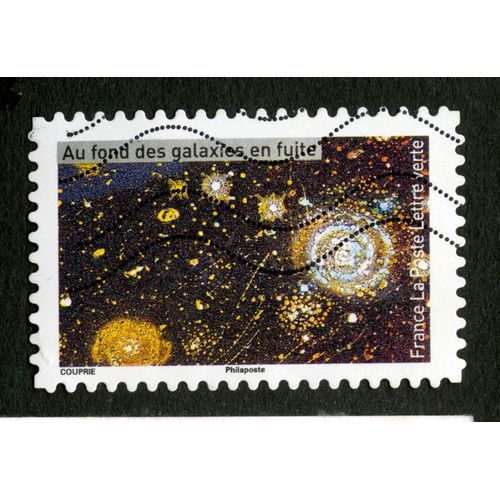 Timbre Oblitéré Au Fond Des Galaxies En Fuite, France, La Poste, Lettre Verte, Couprie