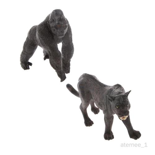 Figurine Animaux Plastique Jouet Educatif Pour Enfant - Chimpanzé + Panthère