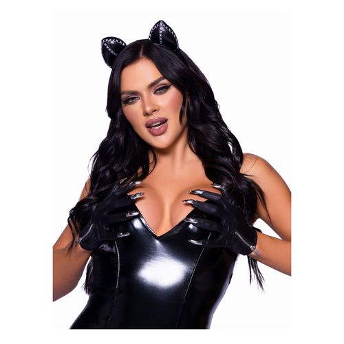 Gants Courts Noirs Avec Ongles Adulte
