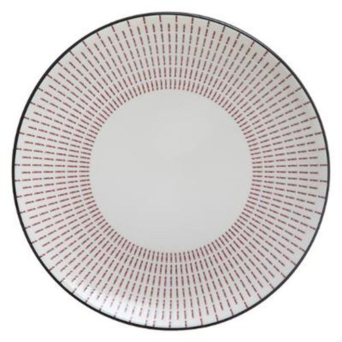Lot De 6 Assiettes Plates Porcelaine "Lunis" 27cm Rouge