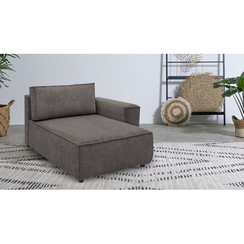 Méridienne Avec Accoudoir Pour Canapé Modulable Nihad Tissu Velours Côtelé Marron Angle Droit