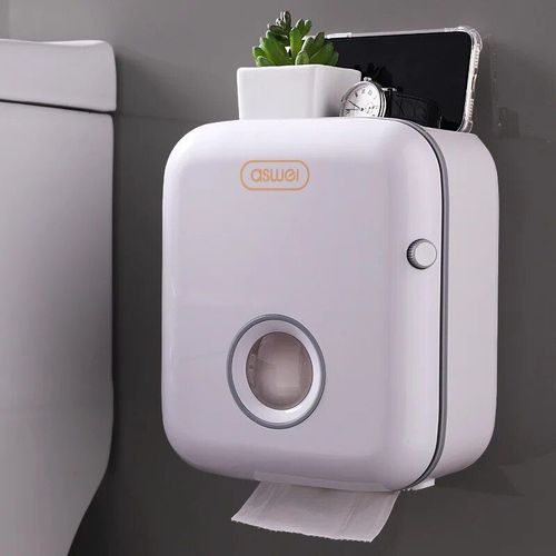 Étagère Murale Étanche De Salle De Bains Boîte De Rangement De Papier Hygiénique,De Serviettes En Plastique,Porte-Rouleau De Toilette Portable - Type Silver