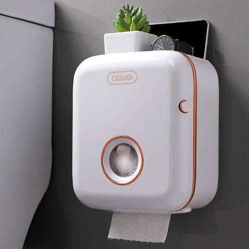 Étagère Murale Étanche De Salle De Bains Boîte De Rangement De Papier Hygiénique,De Serviettes En Plastique,Porte-Rouleau De Toilette Portable - Type Champagne