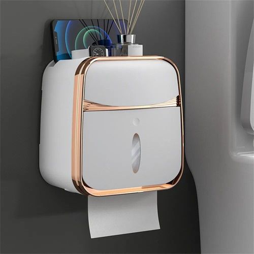 Boîte À Papier Hygiénique Murale Créative,Tube De Rouleau D'escalier Étanche,Boîte De Rangement De Papier Toilette,Étagère,Accessoires Ménagers - Type Electroplating D