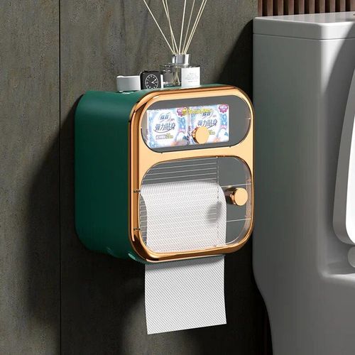 Boîte À Papier Hygiénique Murale Créative,Tube De Rouleau D'escalier Étanche,Boîte De Rangement De Papier Toilette,Étagère,Accessoires Ménagers - Type Green-B