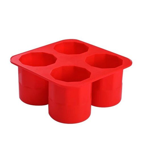 Moules À Glace En Verre À Shot En Silicone,Plateaux À Glaçons Réutilisables Pour Whisky,Congélateur,Qualité Alimentaire,De Tasses À Glace,4 Cavités - Type Red