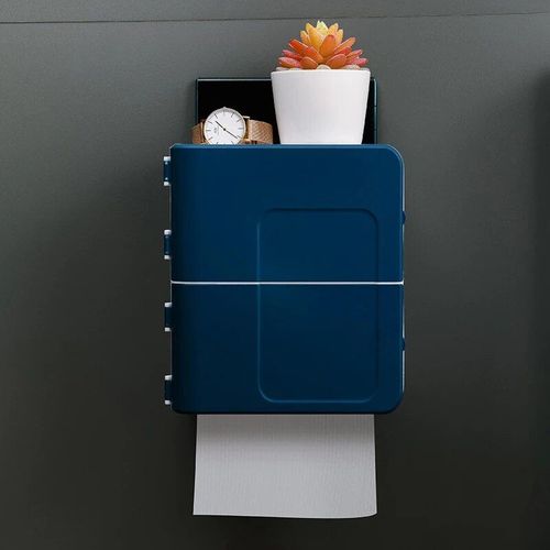 Boîte De Rangement Murale Créative,Double Couche,Pour Papier Toilette,Étanche,Fournitures De Salle De Bain,Étagère Multifonction - Type Blue