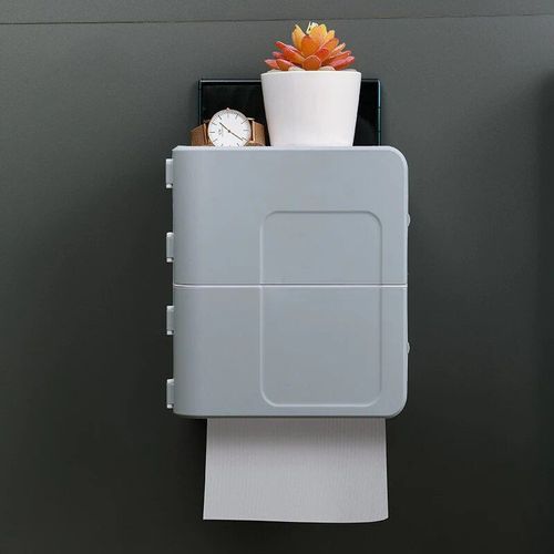 Boîte De Rangement Murale Créative,Double Couche,Pour Papier Toilette,Étanche,Fournitures De Salle De Bain,Étagère Multifonction - Type Gray