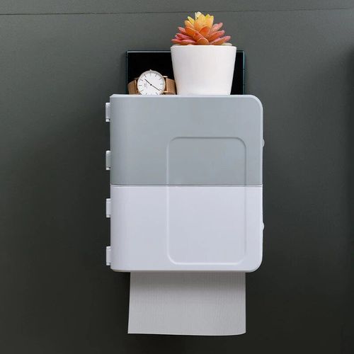 Boîte De Rangement Murale Créative,Double Couche,Pour Papier Toilette,Étanche,Fournitures De Salle De Bain,Étagère Multifonction - Type White Gray
