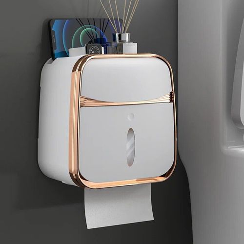 Boîte À Papier Hygiénique Murale Créative,Tube De Rouleau D'escalier Étanche,Boîte De Rangement De Papier Toilette,Étagère,Accessoires Ménagers - Type Gold-A