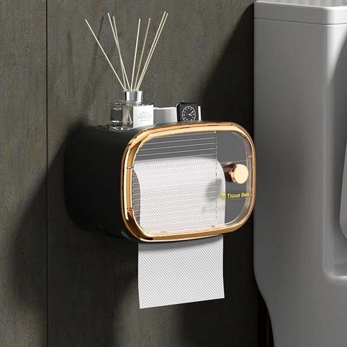 Boîte À Papier Hygiénique Murale Créative,Tube De Rouleau D'escalier Étanche,Boîte De Rangement De Papier Toilette,Étagère,Accessoires Ménagers - Type Black-C