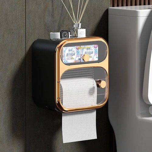 Boîte À Papier Hygiénique Murale Créative,Tube De Rouleau D'escalier Étanche,Boîte De Rangement De Papier Toilette,Étagère,Accessoires Ménagers - Type Black-B