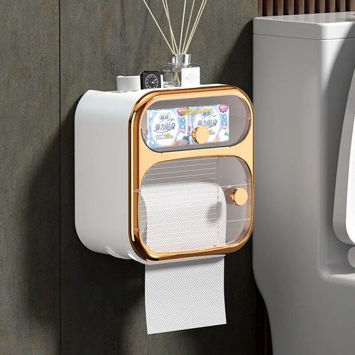 Boîte À Papier Hygiénique Murale Créative,Tube De Rouleau D'escalier Étanche,Boîte De Rangement De Papier Toilette,Étagère,Accessoires Ménagers - Type White-B