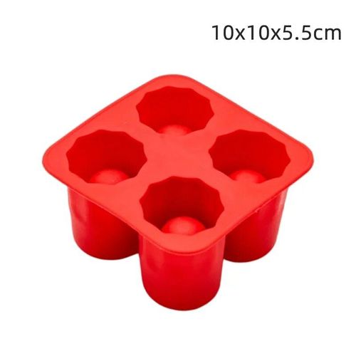 Moule À Glaçons En Silicone En Forme De 4 Tasses,Moule À Glaçons En Verre À Liqueur,Bar D'été,Fête,Bière,Cocktail,Outils Pour Boire Froid - Type Rouge #B