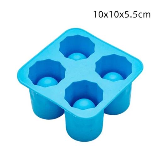 Moule À Glaçons En Silicone En Forme De 4 Tasses,Moule À Glaçons En Verre À Liqueur,Bar D'été,Fête,Bière,Cocktail,Outils Pour Boire Froid - Type Bleu #B
