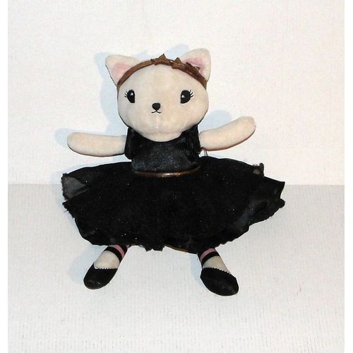 Doudou Chat H&m Ballerine Robe En Tule Modele Noir - Peluche Chatte Danseuse 25 Cm