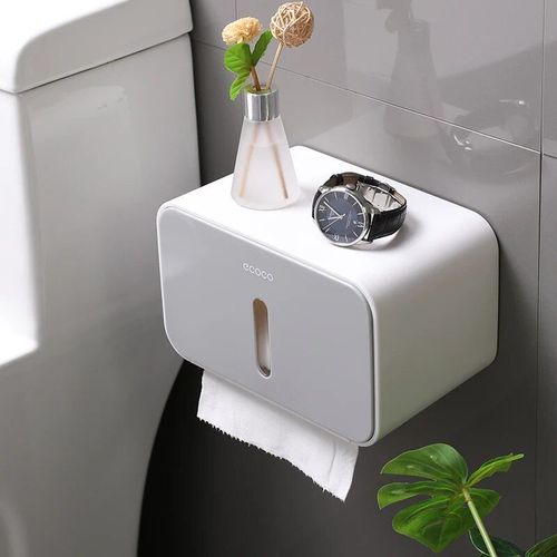 Boîte De Rangement Murale En Plastique Pour Papier Toilette,Essuie-Tout,Étagère De Salle De Bain,Porte-Rouleau - Type Grey
