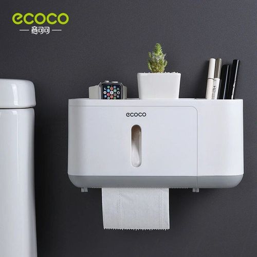 Boîte De Rangement Murale En Plastique Pour Papier Toilette,Essuie-Tout,Étagère De Salle De Bain,Porte-Rouleau - Type Large Grey