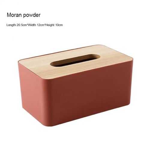 Boîte à mouchoirs japonaise avec couvercle en bois,boîte à papier toilette,porte-serviettes en bois massif,étui simple,distributeur de papier toilette pour la maison et la voiture - Type Pink