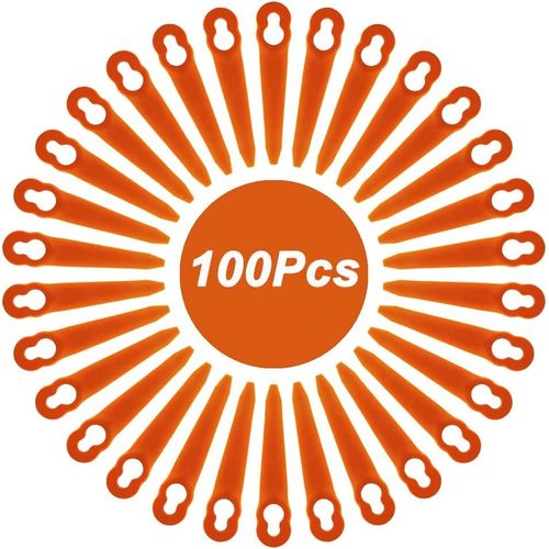 Lot de 100 lames de rechange en plastique, Compatible pour Stihl Polycut 2-2, PolyCut 3-2, FSA 45 Coupe-Herbe 40080071000