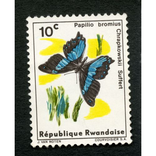 Timbre Non Oblitéré République Rwandaise, Papilio Bromius, Chrapkowskii Suffert, Van Noten, Courvoisier, 10 C