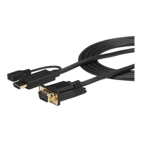 StarTech.com Câble adaptateur HDMI vers VGA de 91 cm - Convertisseur actif HDMI vers HD15 - M/M - 1920x1200 / 1080p - Noir - Câble adaptateur - HDMI, Micro-USB de type B (alimentation uniquement)...