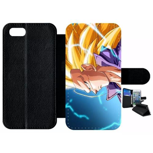 Etui À Rabat Iphone 7 - Dragon Ball Gt Trunks Super Saiyan 3 - Simili-Cuir - Noir