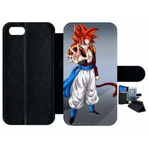 Etui À Rabat Iphone 7 - Dragon Ball Gt Gogeta Super Saiyan 4 - Simili-Cuir - Noir