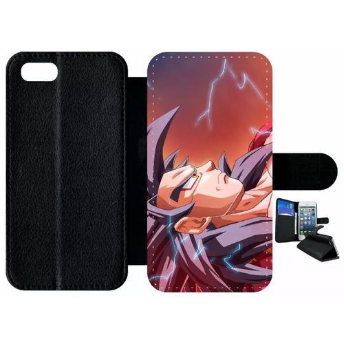 Etui À Rabat Iphone 7 - Dragon Ball Gt Goku Super Saiyan 4 - Simili-Cuir - Noir