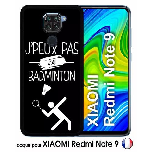 Coque Pour Xiaomi Redmi Note 9 - J Peux Pas J Ai Badminton 2 - Silicone - Noir