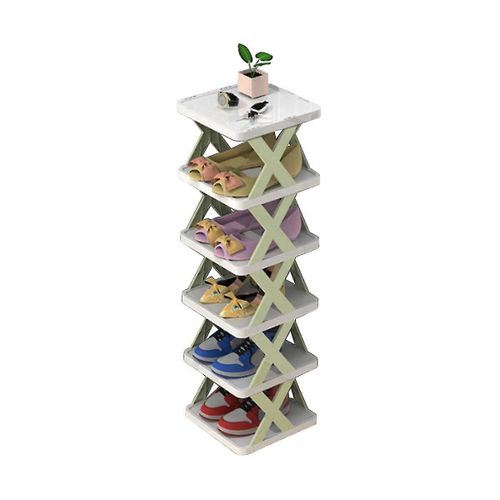 Porte-Chaussures - 5 Niveaux Pour Placard Étroit, Organisateur De Rangement De Porte-Chaussures En Plastique Pour Entrée (Vert)