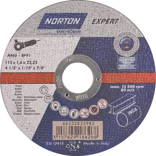 Disque à tronçonner Norton Expert acier/inox 115x22,23x1,6mm