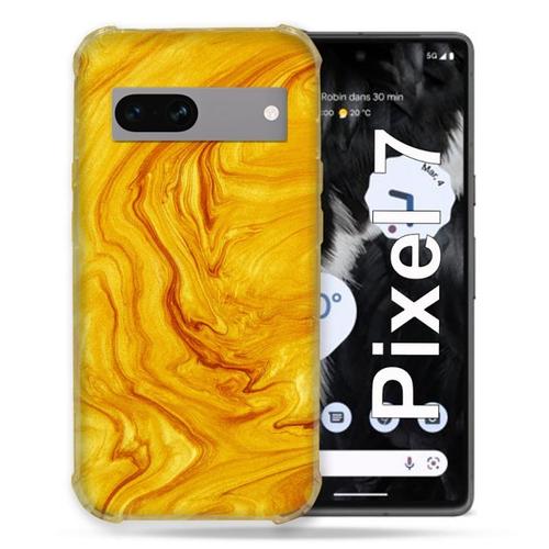 Coque Renforcée Pour Google Pixel 7 Texture Marbre Jaune