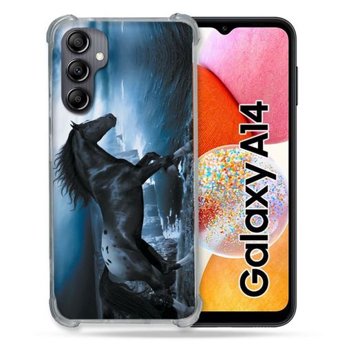 Coque Renforcée Pour Samsung Galaxy A14 4g / 5g Animal Cheval Noir