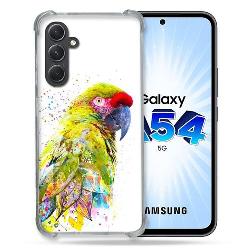 Coque Renforcée En Verre Trempé Pour Samsung Galaxy A54 5g Animal Perroquet Jaune