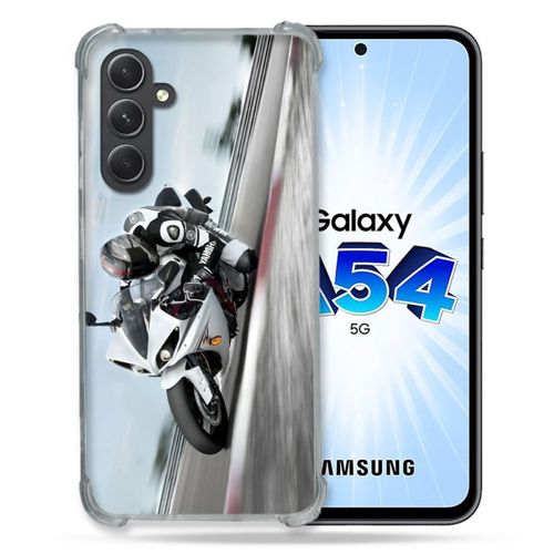 Coque Renforcée Pour Samsung Galaxy A54 5g Moto Course Gp Blanche