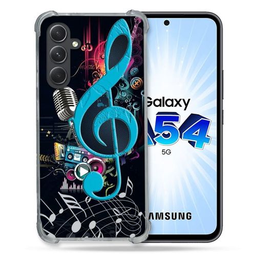 Coque Renforcée Pour Samsung Galaxy A54 5g Musique Cle Sol Bleu