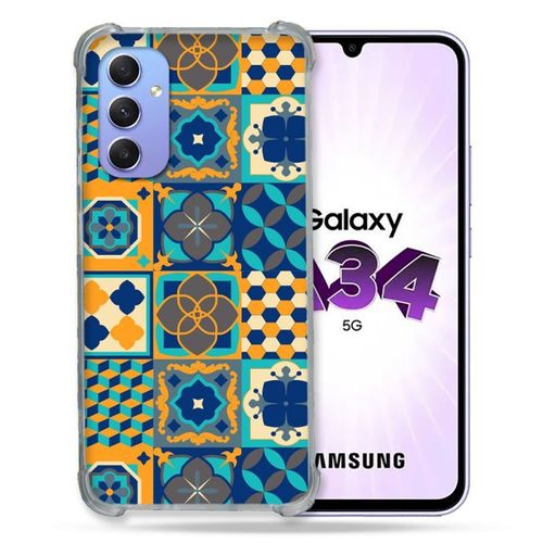 Coque Renforcée Pour Samsung Galaxy A34 5g Texture Carreau Ciment Orange